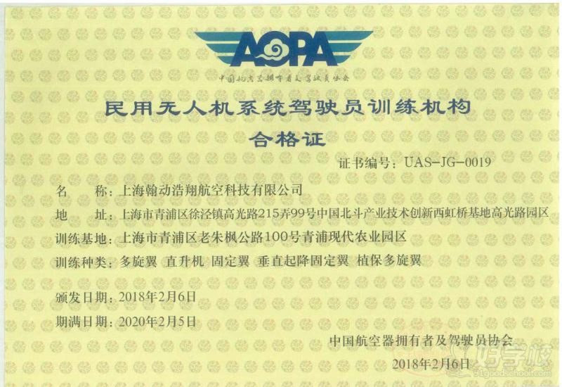 训练机构合格证新