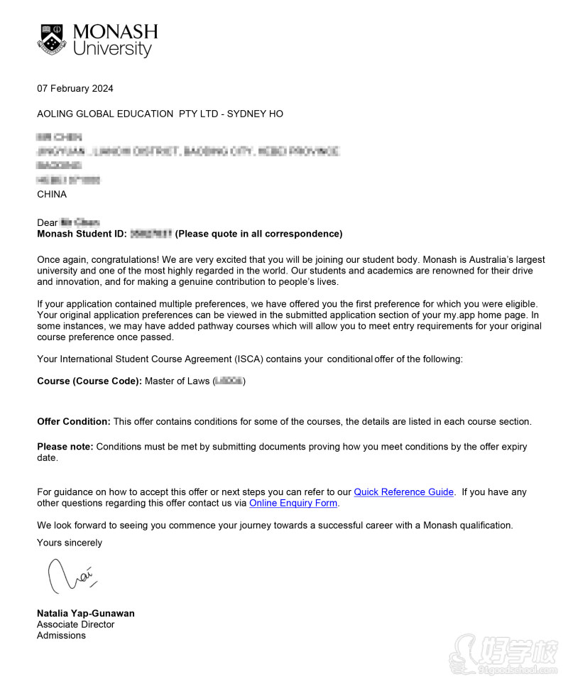 24澳洲莫纳什法学硕