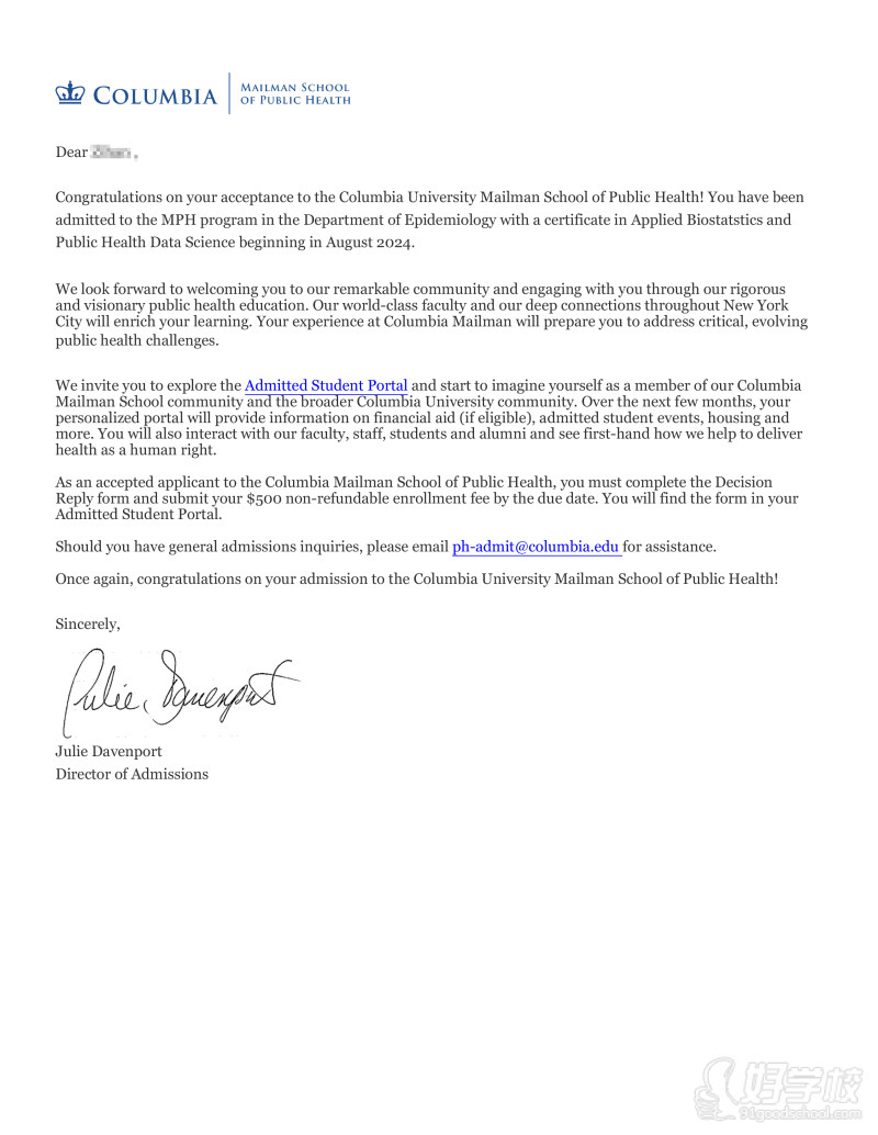 哥伦比亚生物统计硕士