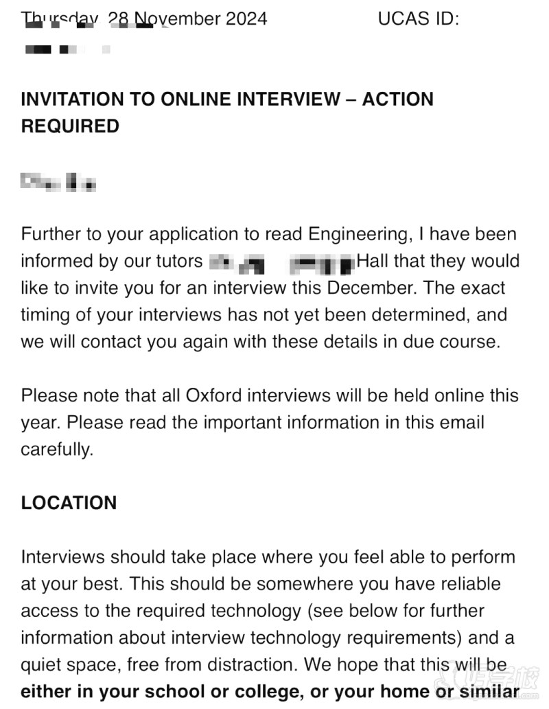 牛津本科工程面邀