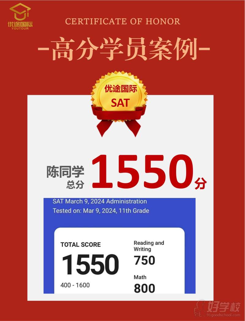 优途高分学员海报