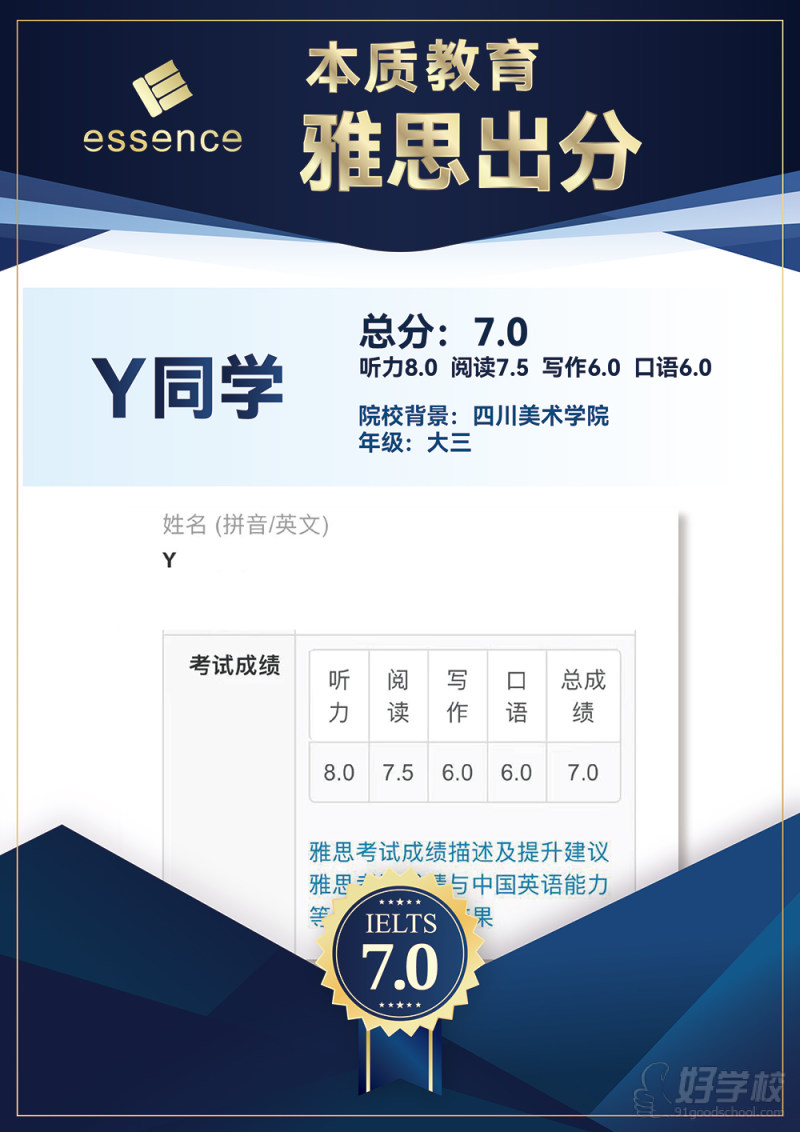 学员雅思成绩