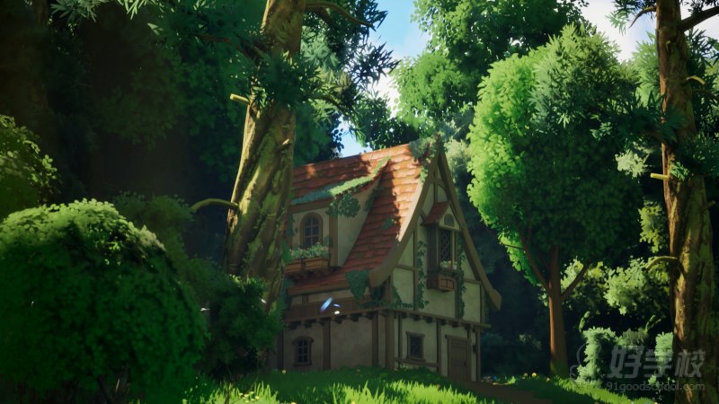 林中小屋与小黑猫_麦