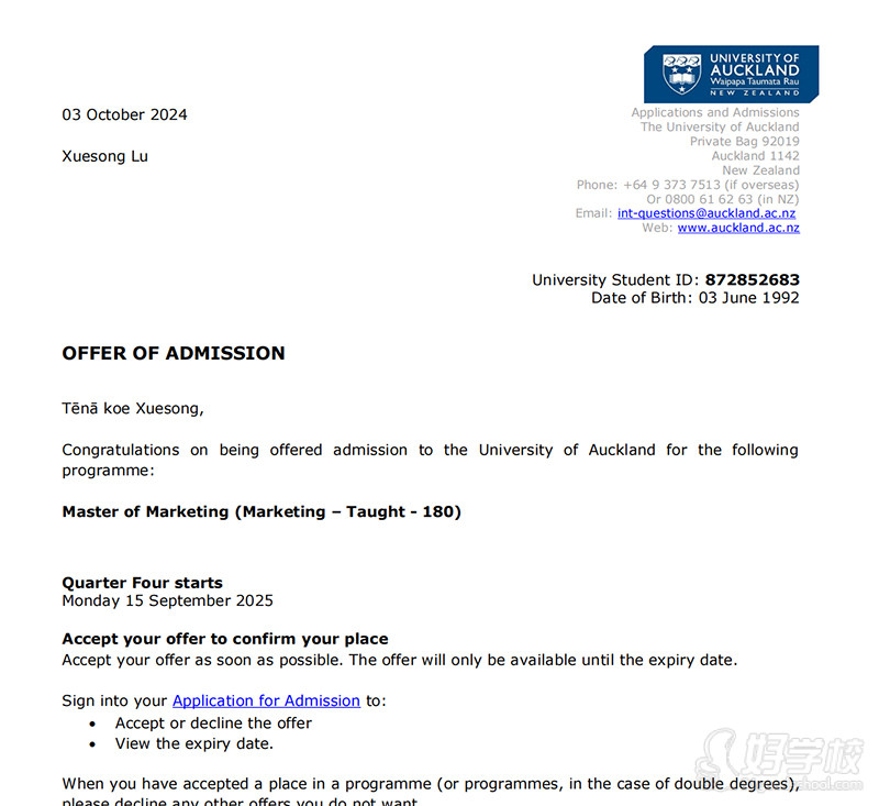 新西兰留学案例