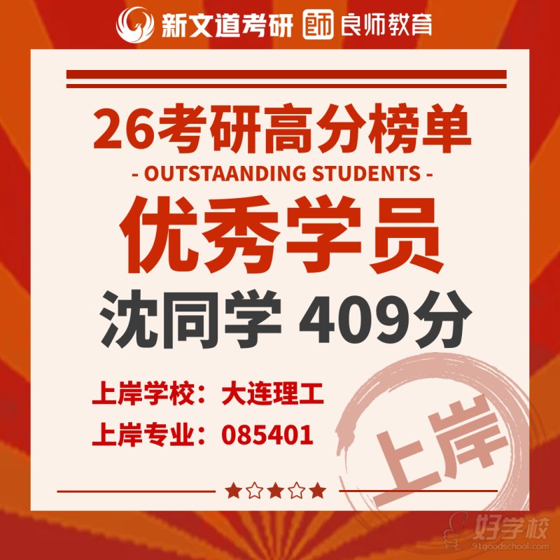 沈同学409分