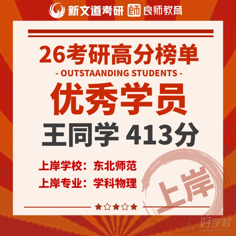 王同学413分