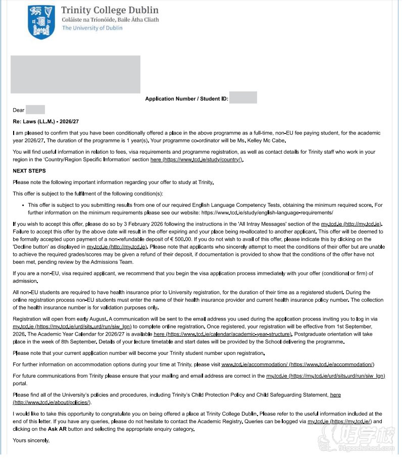 tcd laws offer