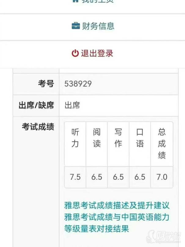 雅思成績